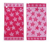 Beach Towels: Jacquard Velour Reversible Beach Towel Hot Pink Stars