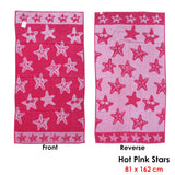 Beach Towels: Jacquard Velour Reversible Beach Towel Hot Pink Stars