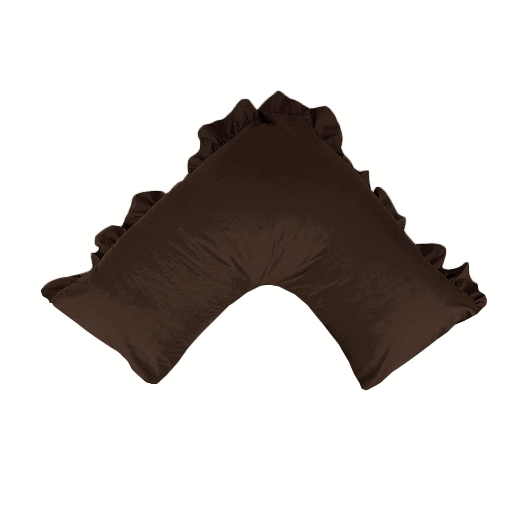 Pillowcases: 280TC Luxury Percale Ruffled V Pillowcase Chocolate