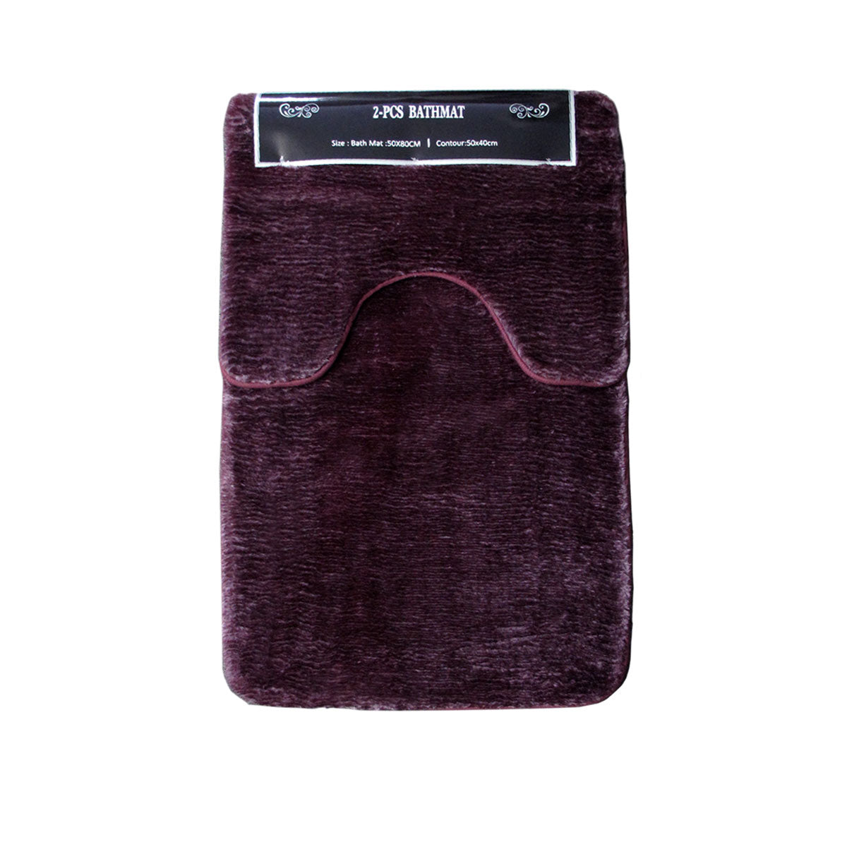 Bath Mats & Rugs: 2 Pce Sorrento Plush Quality Non-slip Rubber Back Bath Mat Set Plum