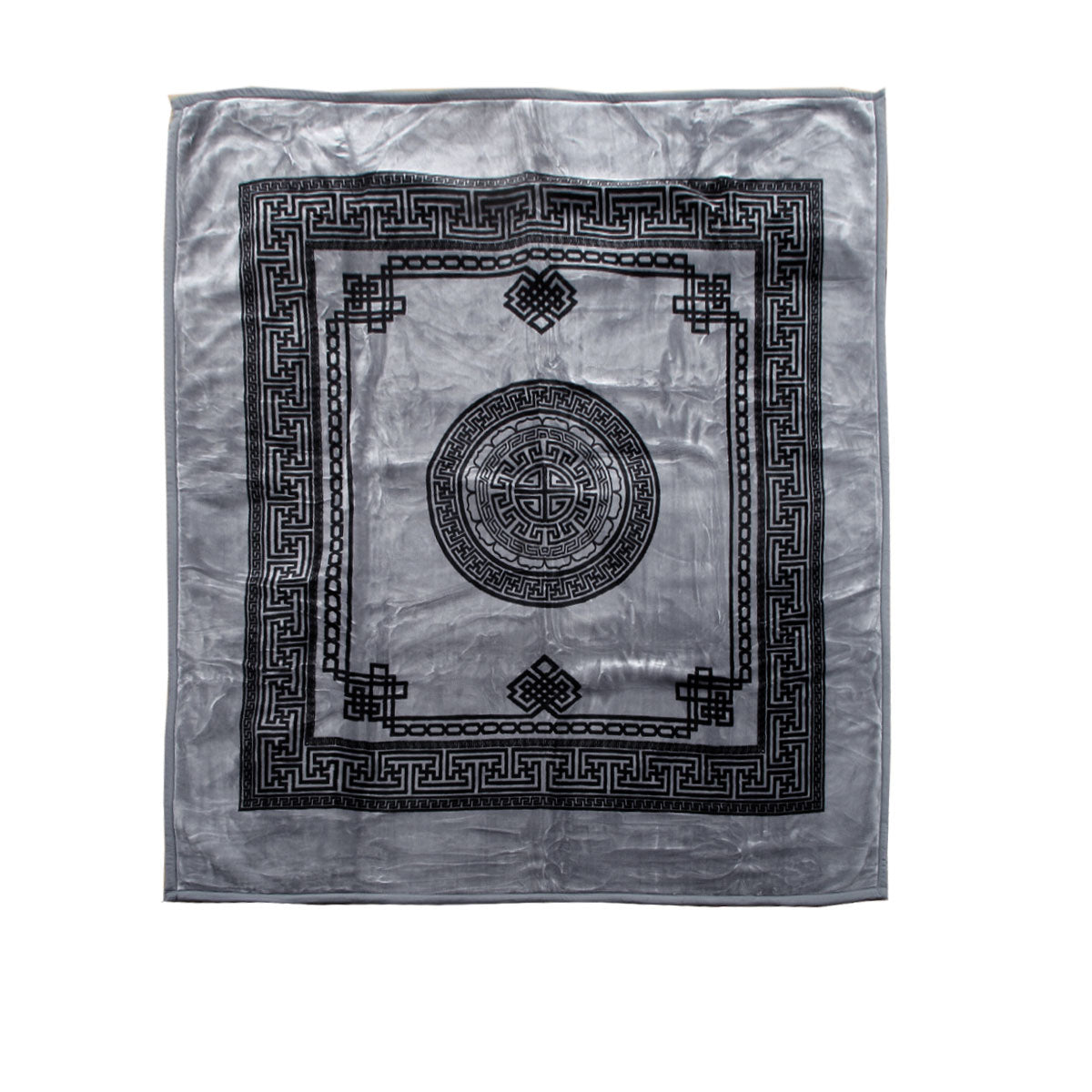 Blankets & Throws: 1000GSM Olympia Greek Key Luxury Quality 2 Ply Mink Blanket Queen Grey