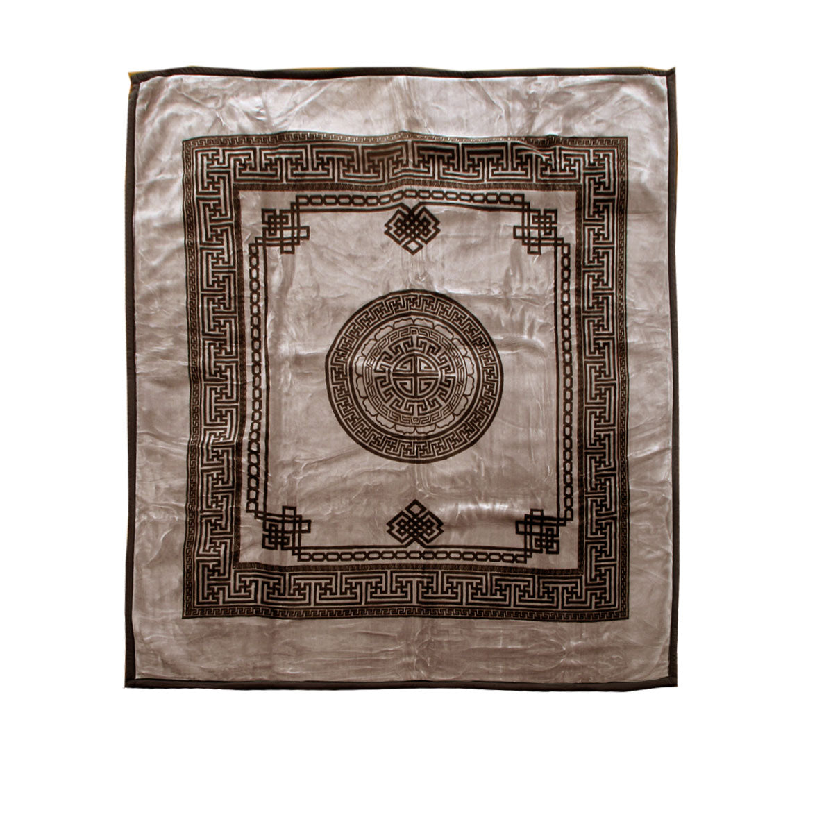 Blankets & Throws: 1000GSM Olympia Greek Key Luxury Quality 2 Ply Mink Blanket Queen Taupe