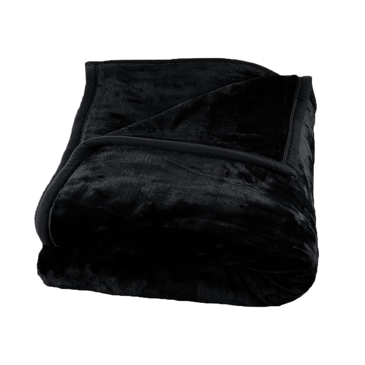 Blankets & Throws: 1000GSM Luxury Quality 2 Ply Mink Blanket Black 200 x 240 cm
