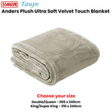In 2 Linen 350GSM Plush Ultra Soft Velvet Touch Blanket Taupe Double/Queen