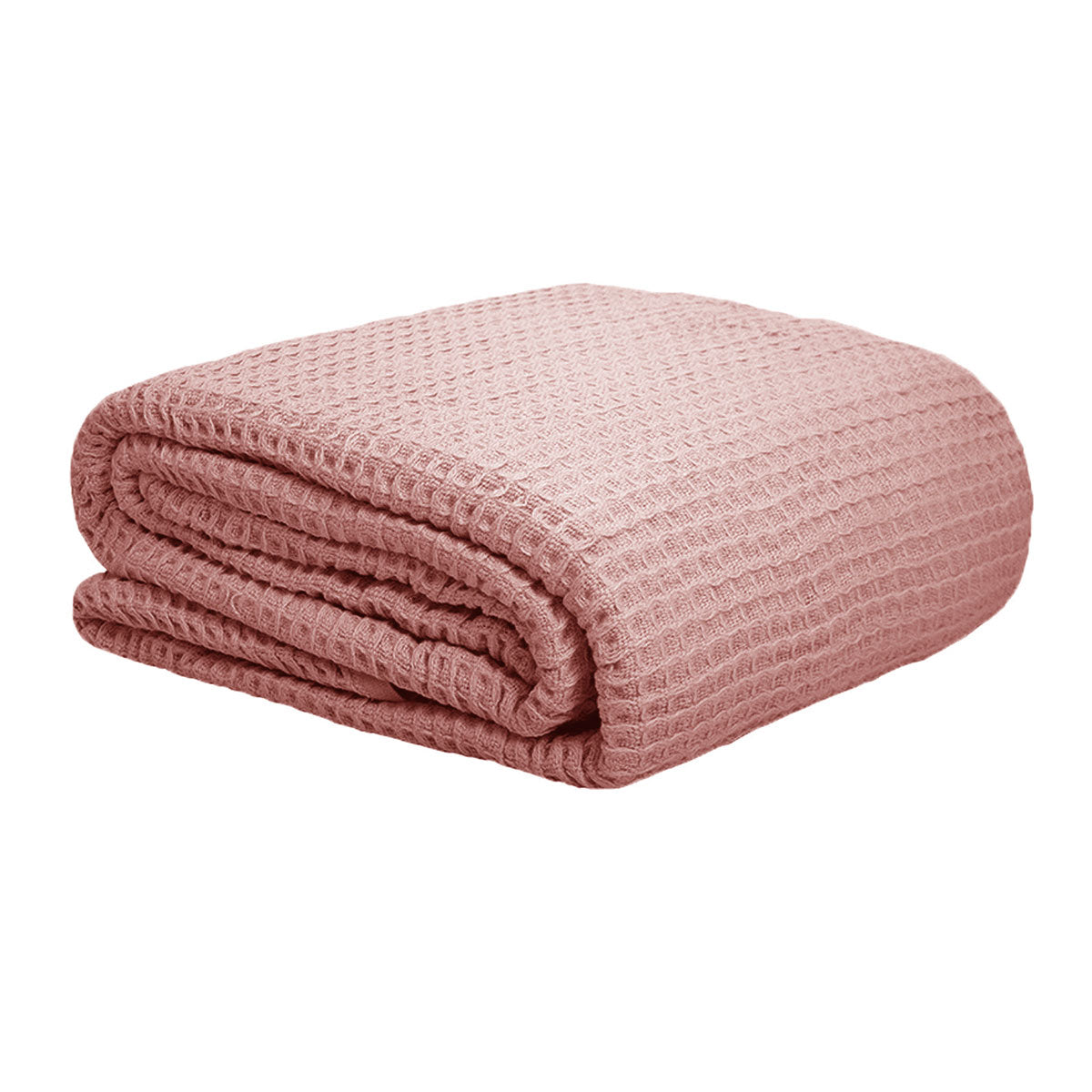 Blankets & Throws: Cotton Waffle Blanket Dusty Pink Queen