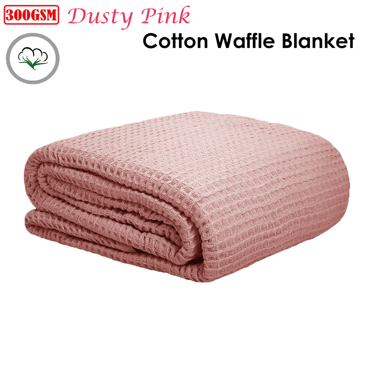 Blankets & Throws: Cotton Waffle Blanket Dusty Pink Queen
