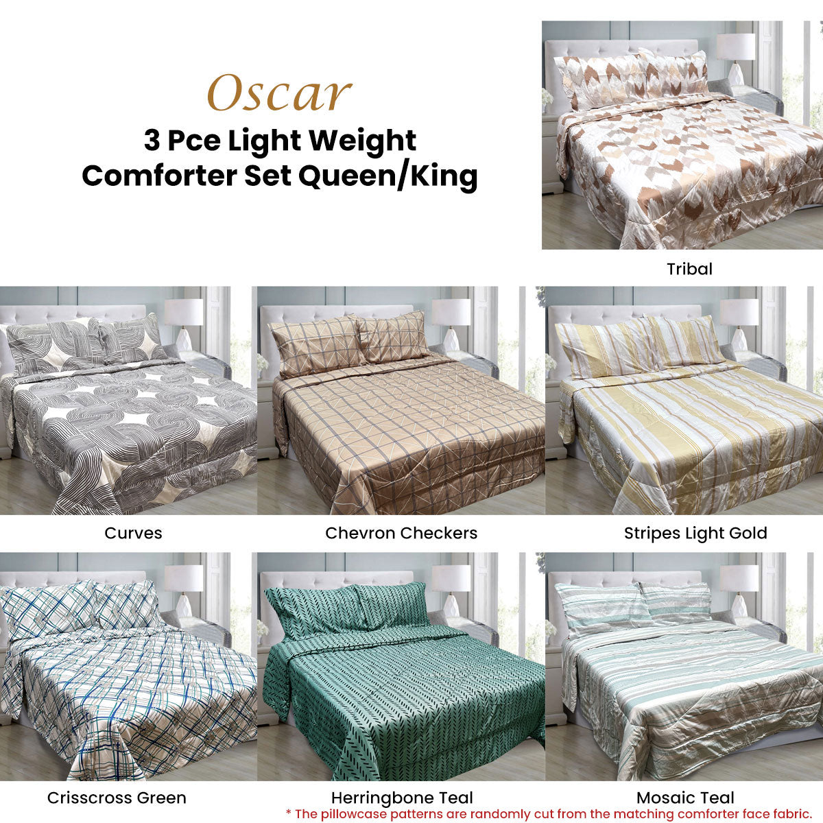 Quilts & Duvets: Hotel Living 3 Pce Light Weight Comforter Set Queen/King Oscar Curves