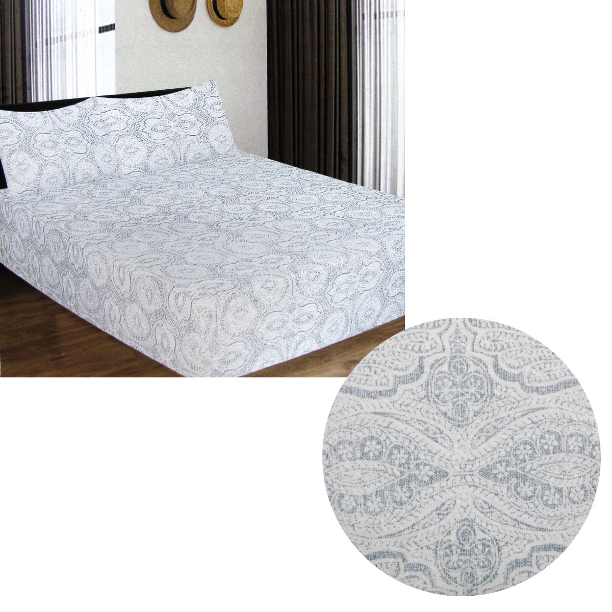 Bed Sheets: ICF Store Cotton Flannel Combo Fitted Sheet Set Queen Romano