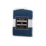 Bed Sheets: Revive Blue 100% Cotton Jersey Super Soft Fitted Sheet Combo Set Double 38cm Wall