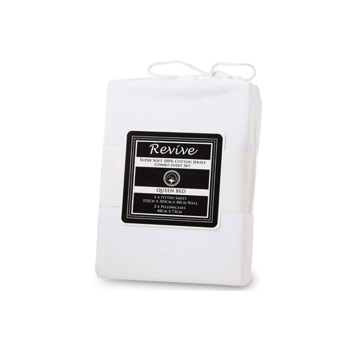 Bed Sheets: Revive 100% Cotton Jersey Combo Set White Queen