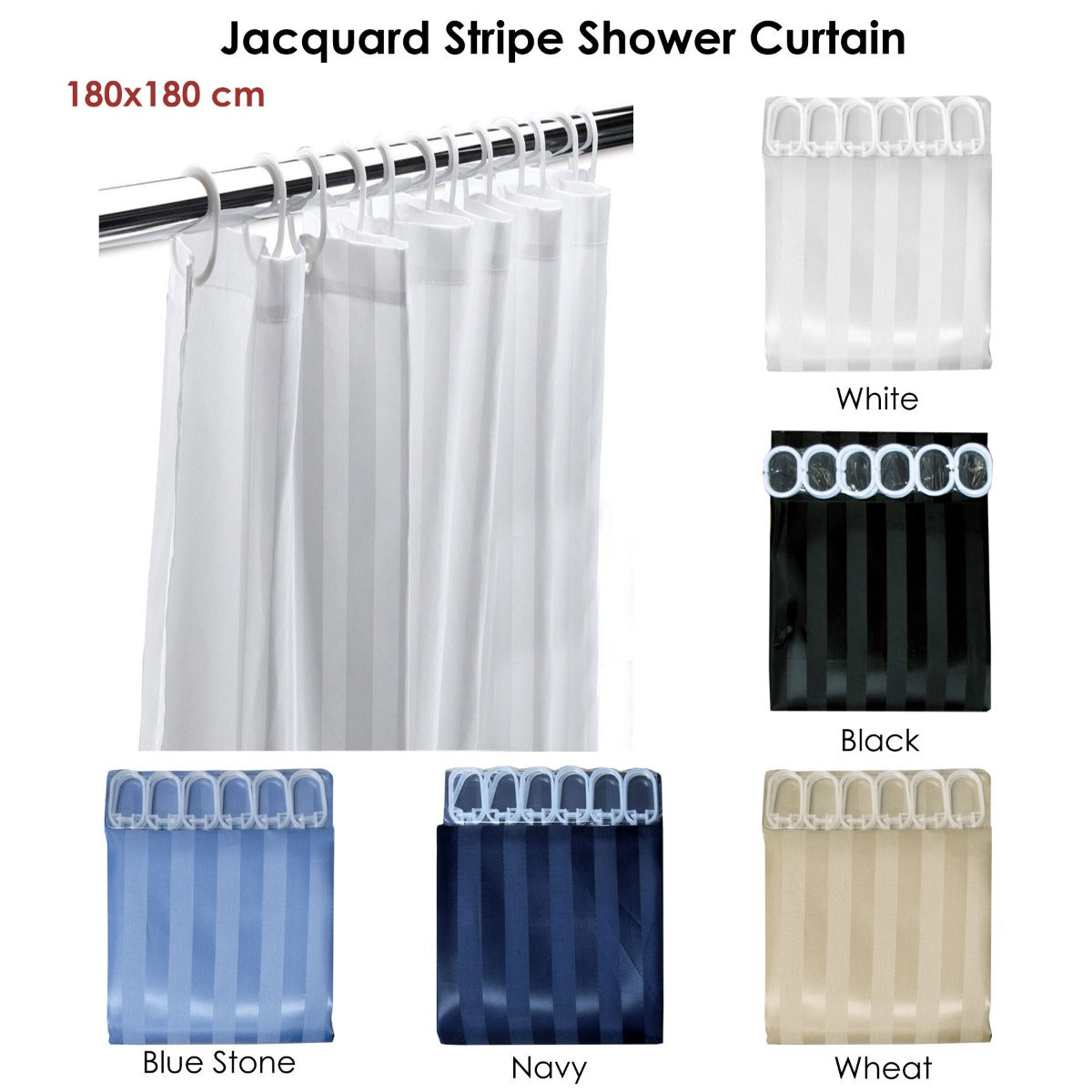 Curtains & Drapes: Jacquard Stripe Shower Curtain Blue Stone