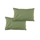Pillowcases: Pair of Solid Colour Microfiber Standard Pillowcases 48x73cmx15cm (Flap) Olive