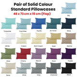 Pillowcases: Pair of Solid Colour Microfiber Standard Pillowcases 48x73cmx15cm (Flap) Olive