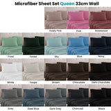 Bed Sheets: Art Terrace Microfiber Sheet Set Queen 33cm Wall Rosewood