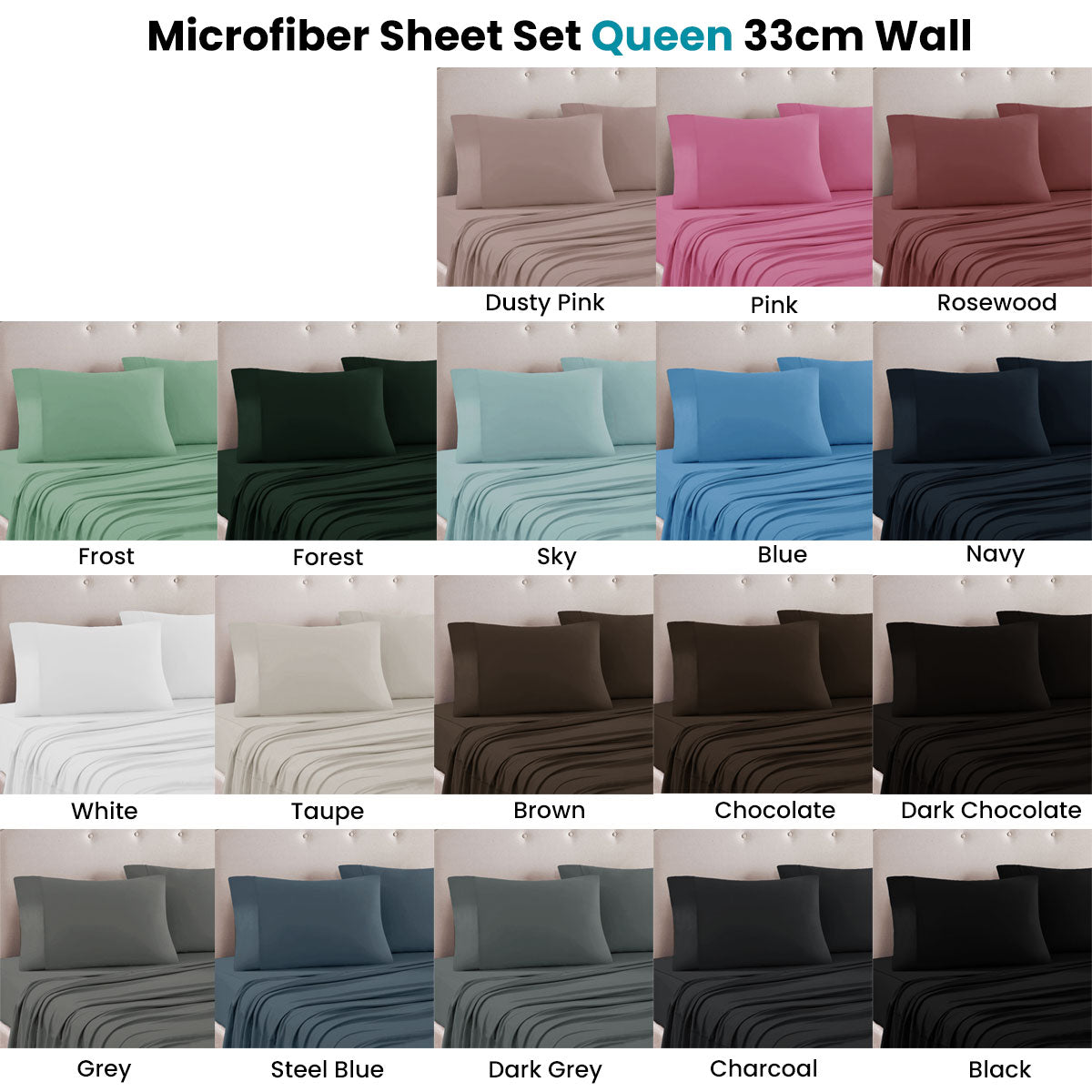 Bed Sheets: Art Terrace Microfiber Sheet Set Queen 33cm Wall Taupe