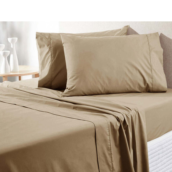 300TC Pure Cotton Sheet Set King Latte