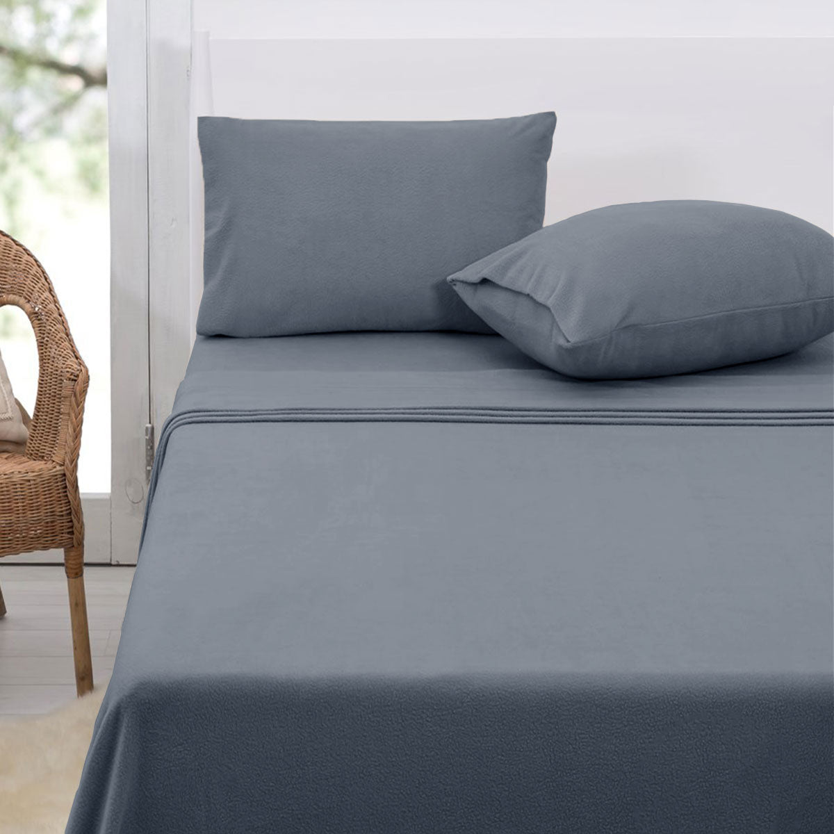 Kitchen & Bathroom DIY: Polar Fleece Sheet Set Double 30cm Wall Slate