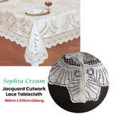 Table Linen & Kitchen Towels: Chapel Gate Sophia Cream Jacquard Cutwork Lace Tablecloth 180 x 270 cm