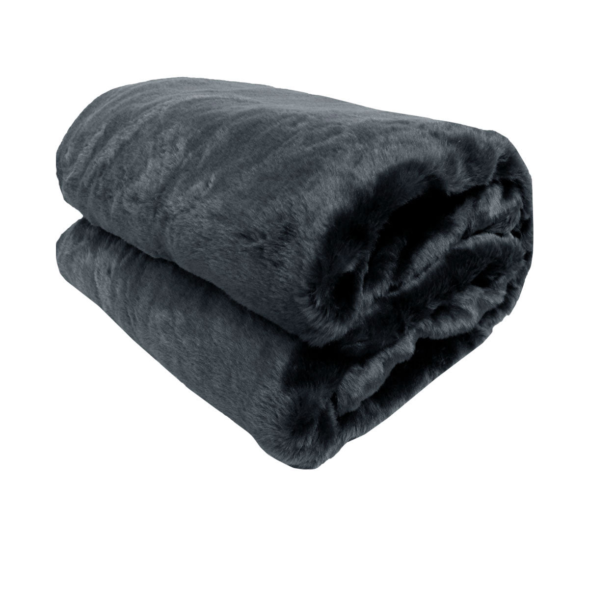 Blankets & Throws: Titan Charcoal Faux Fur Throw Rug 127 x 152 cm
