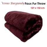Blankets & Throws: Venus Burgundy Faux Fur Throw Rug 127 x 152 cm