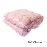 Floor Rugs: Riley Modern Pattern Faux Fur Throw Rug 127 x 152 cm Pink Chevron