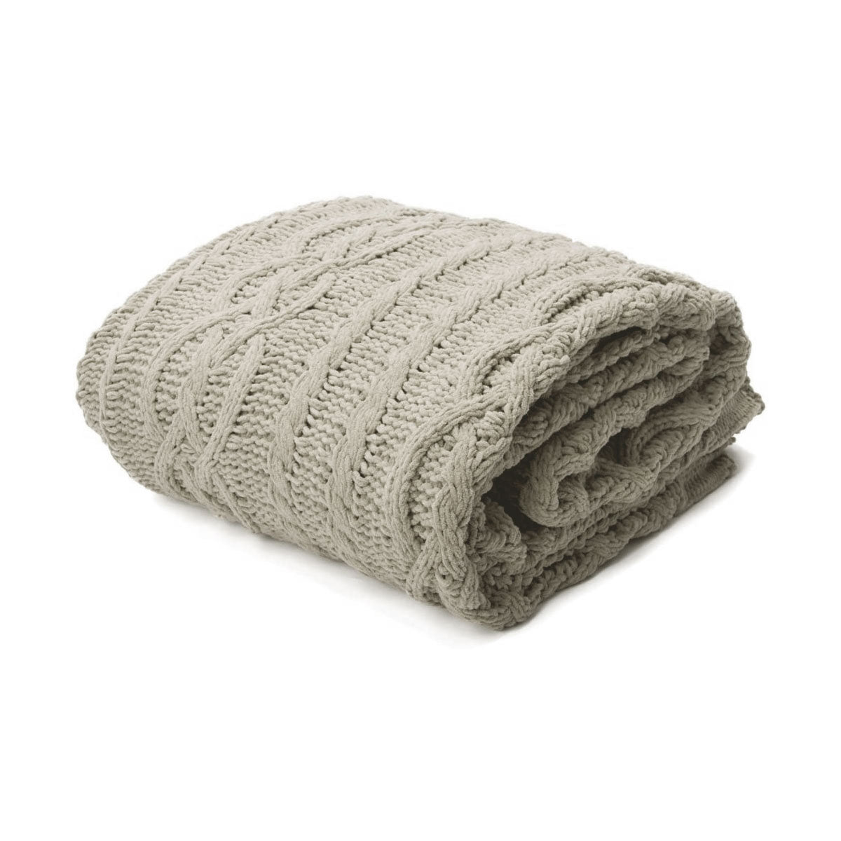 Blankets & Throws: Asher Taupe Knitted Throw Rug