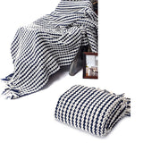 Blankets & Throws: Chains Navy Knitted Throw Rug