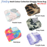 Blankets & Throws: Finley Multi Colour Collection Shaggy Throw Rug 127 x 152cm Pastel Hues