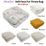 Blankets & Throws: Meadow Soft Faux Fur Throw Rug 127 x 152 cm Mustard