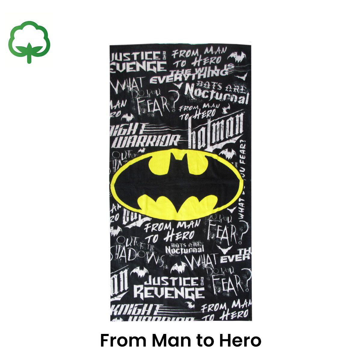 Teen Cool Theme Cotton Beach Towel 70 x 140 cm Batman From Man to Hero