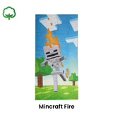 Kids Fun Theme Cotton Beach Towel 70 x 140 cm Mincraft Fire