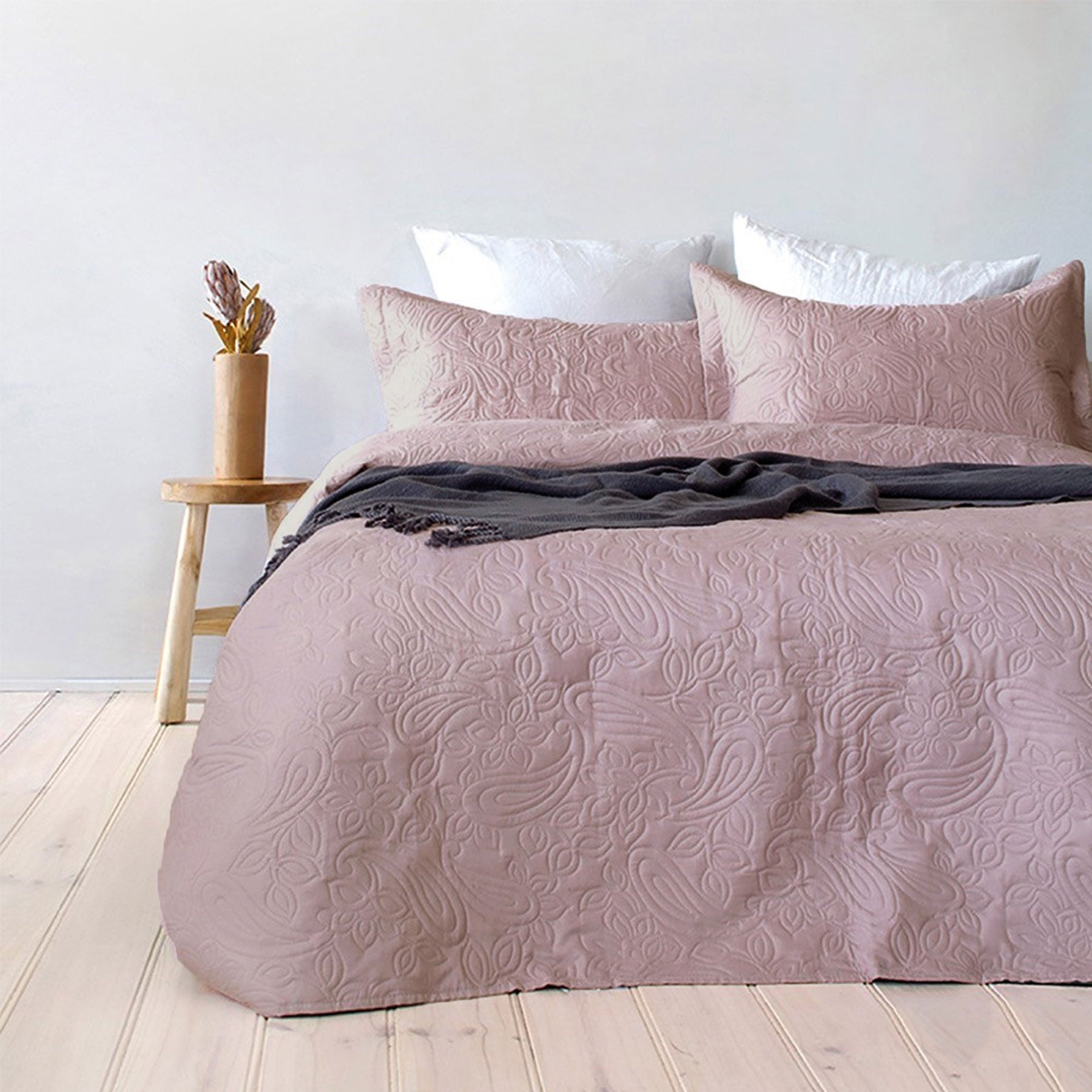 Quilts & Duvets: Bambury Paisley Embossed Dusk Coverlet Set Queen/King