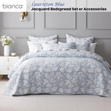 Quilts & Duvets: Bianca Laurieton Blue Jacquard Botanical Bedspread Set King