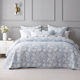 Quilts & Duvets: Bianca Laurieton Blue Jacquard Botanical Bedspread Set Queen