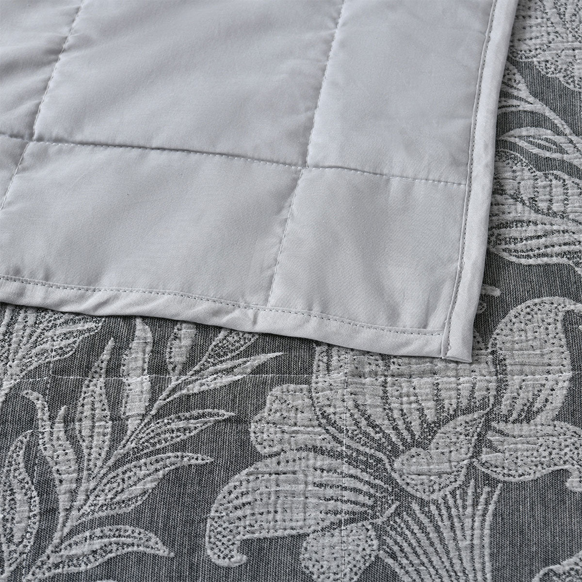 Duvet Covers: Bianca Maidstone Grey Floral Jacquard Bedspread Set King