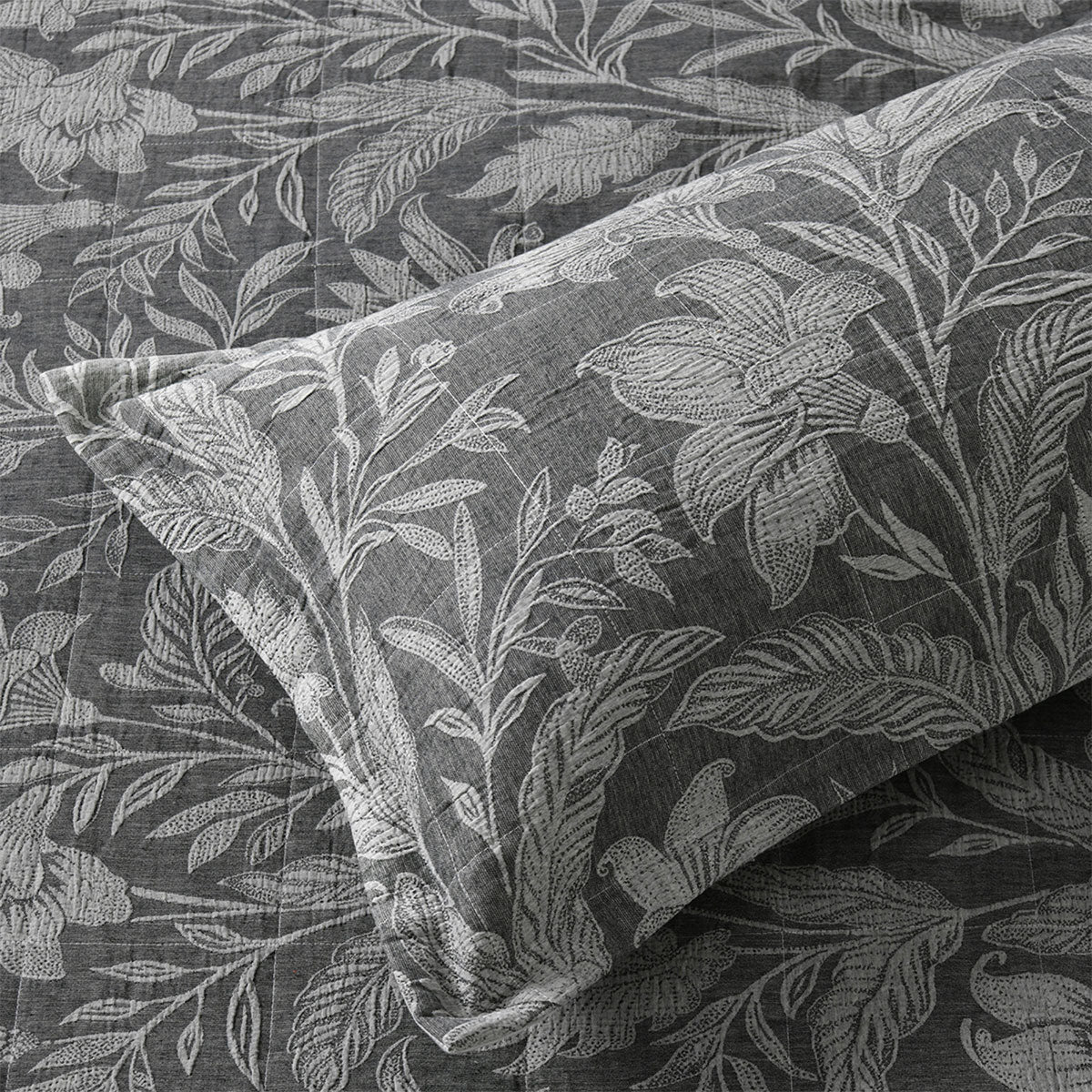 Duvet Covers: Bianca Maidstone Grey Floral Jacquard Bedspread Set King