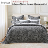 Duvet Covers: Bianca Maidstone Grey Floral Jacquard Bedspread Set Queen
