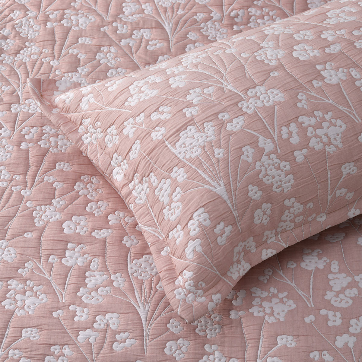 Duvet Covers: Bianca Myra Blush Floral Jacquard Bedspread Set King Single