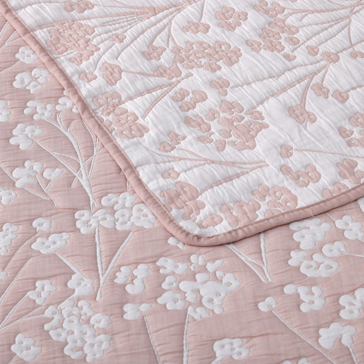 Duvet Covers: Bianca Myra Blush Floral Jacquard Bedspread Set Queen