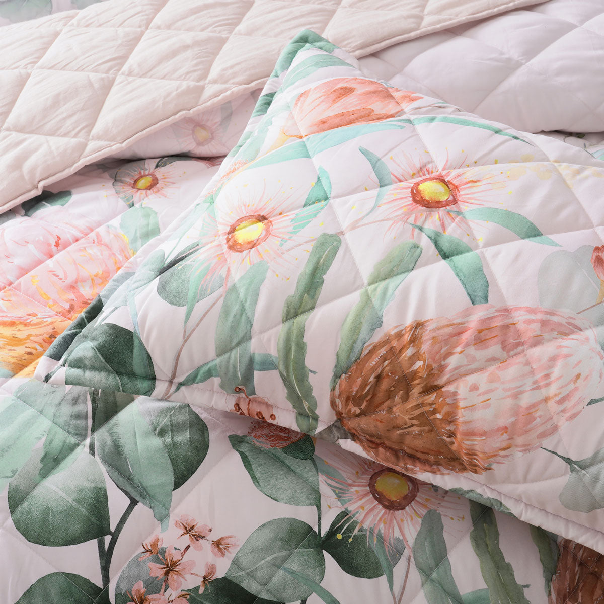 Quilts & Duvets: Bianca Sidney Blush Printed Floral Bedspread Set King Single