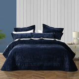 Quilts & Duvets: Bianca Cyrano Indigo Soft Velvet Polyester Quilted Coverlet Set Queen/King