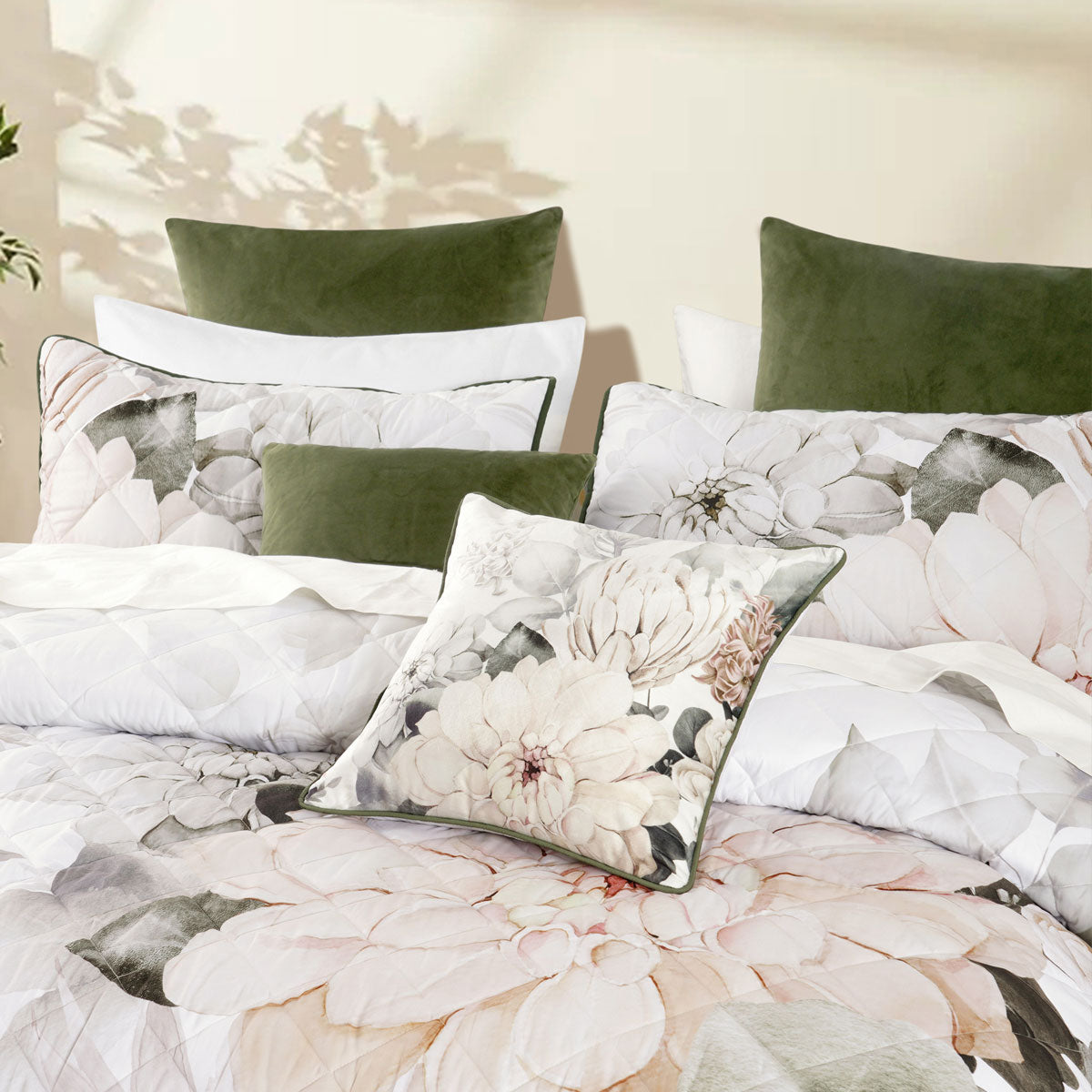 Quilts & Duvets: Bianca Giselle White Polyester Printed Floral Coverlet Set Single/Double