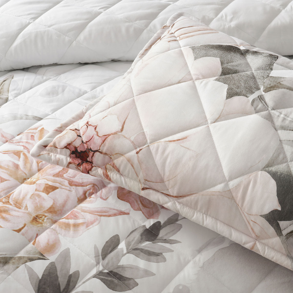 Quilts & Duvets: Bianca Giselle White Polyester Printed Floral Coverlet Set Single/Double