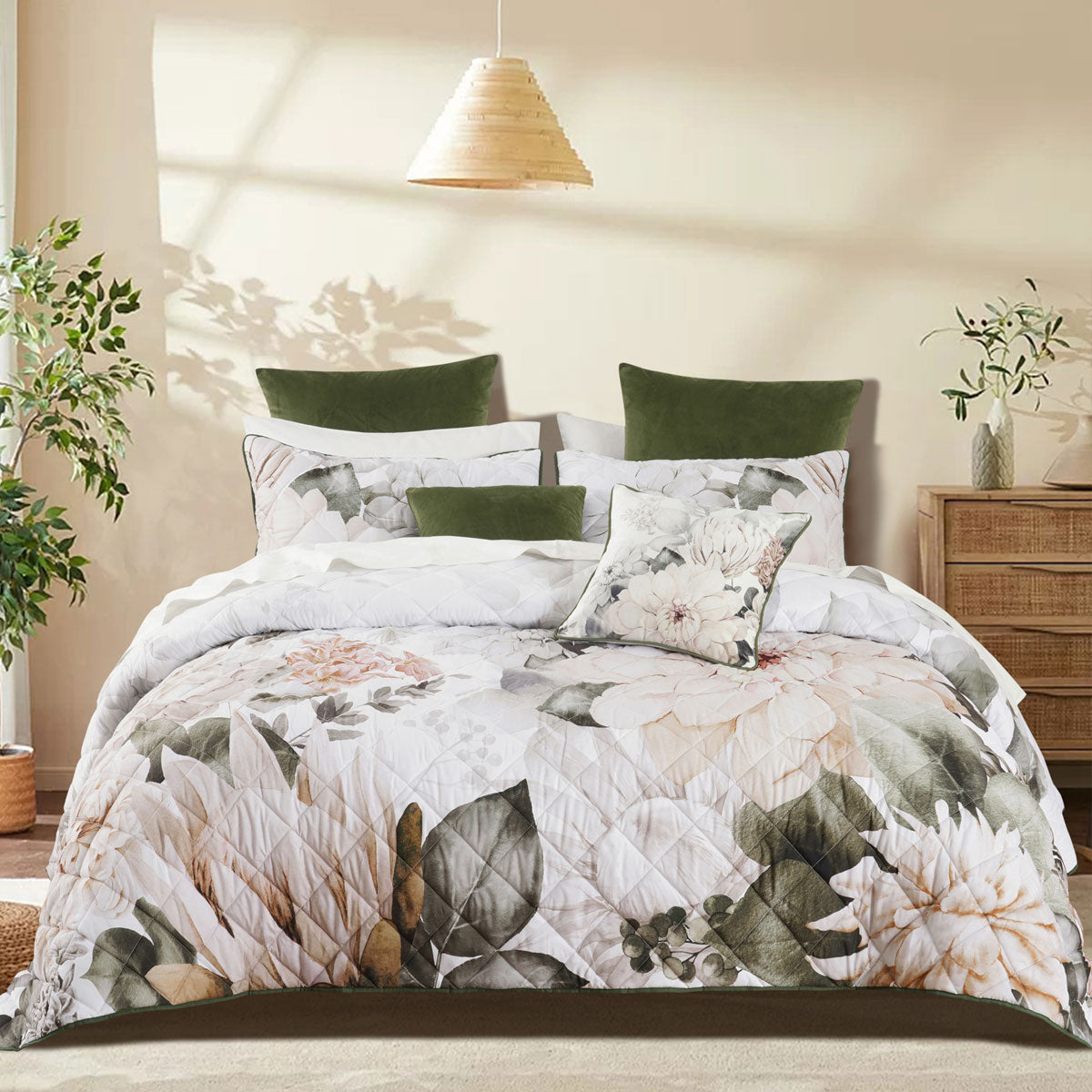 Quilts & Duvets: Bianca Giselle White Polyester Printed Floral Coverlet Set Super King