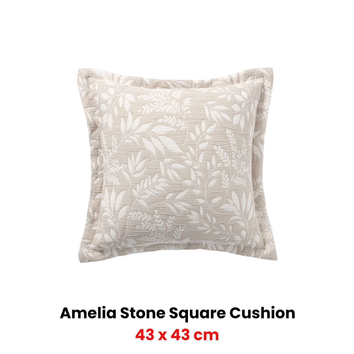 Cushions & Throws: Bianca Ameila Stone Square Filled Cushion 43 x 43cm