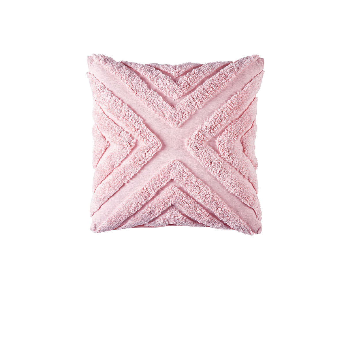 Cushions & Throws: Bianca Haven Pink Cotton Chenille Square Cushion