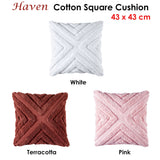 Cushions & Throws: Bianca Haven Pink Cotton Chenille Square Cushion