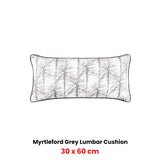 Cushions & Throws: Bianca Myrtleford Grey Lumbar Oblong Filled Cushion 30 x 60cm