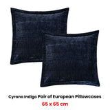 Pillowcases: Bianca Pair of Cyrano Indigo European Pillowcases 65 x 65cm
