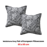 Pillowcases: Bianca Pair of Maidstone Grey European Pillowcases 65 x 65cm